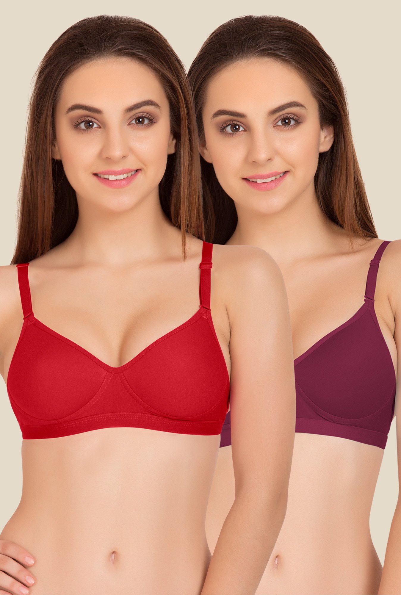 Tweens Red & Wine Padded Bra (Pack Of 2)
