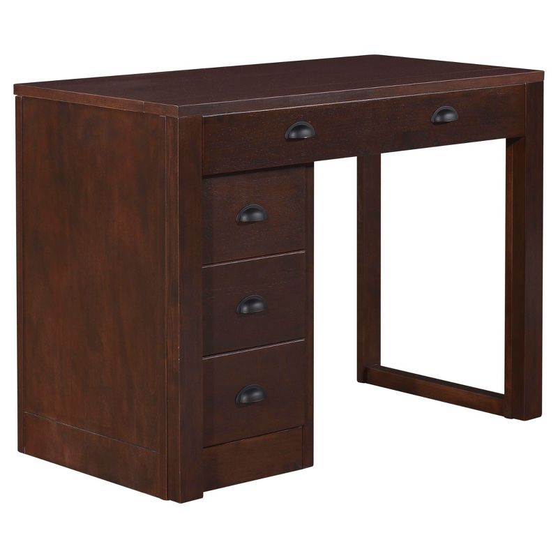 Expanding Desk with Ottoman and Converts To Table Expresso Brown - Stakmore