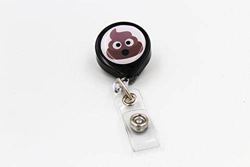 Key-Bak Mini-Bak Retractable Reel with 36-Inch Nylon Cord, Swivel Bulldog Clip and Vinyl ID Strap (Emoji - Pile of Poo, Black)