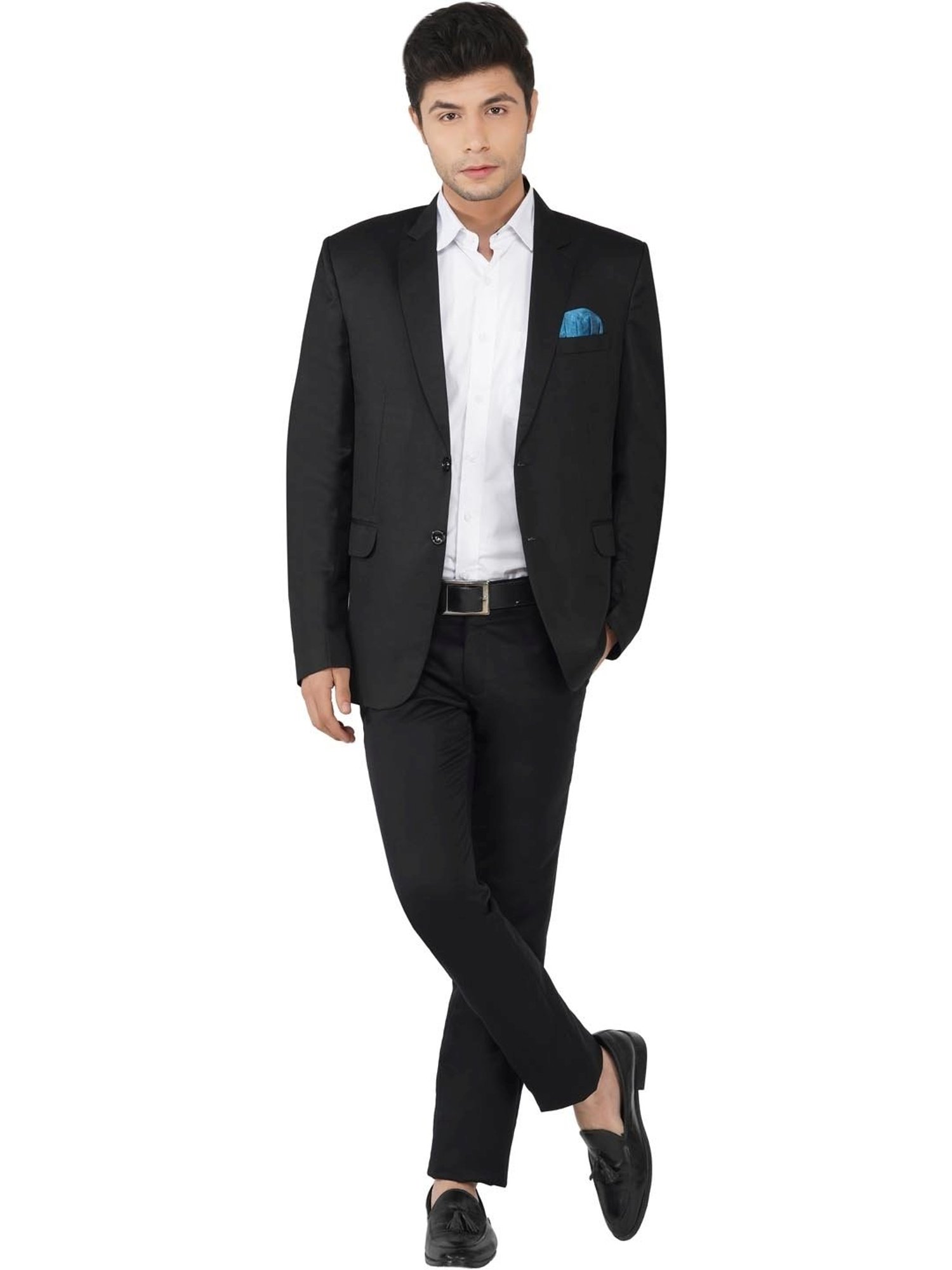 TAHVO Black Cotton Regular Fit Blazer