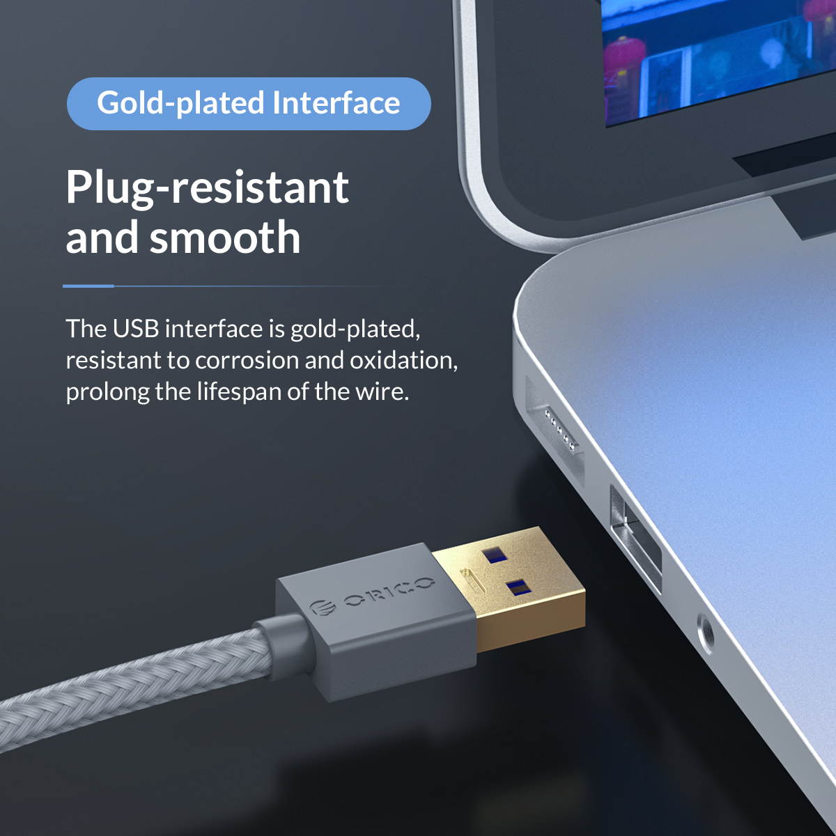 ORICO USB2.0 to USB 2.0 Male to Female Extension Cable - Black /Silver with Gold Plated Connectors 1.64ft-10ft 0.5m to 3m