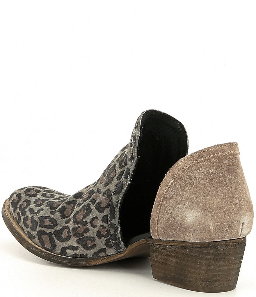Diba True Shy Town Leopard-Print Suede Two-Piece Block Heel Booties