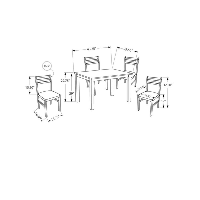 5pc Dining Set Cappuccino - EveryRoom