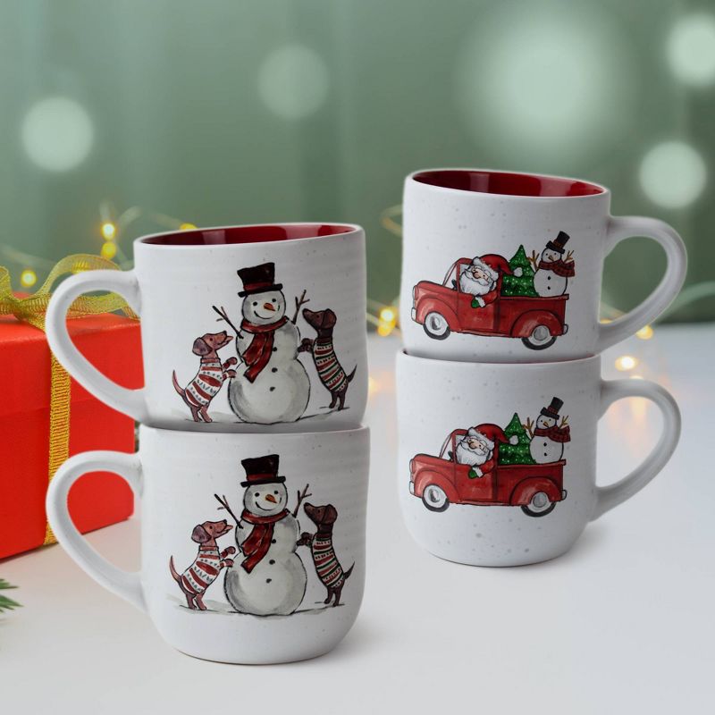 4pc Ceramic Car and Snowman Stack Rack - Peppermint & Pine