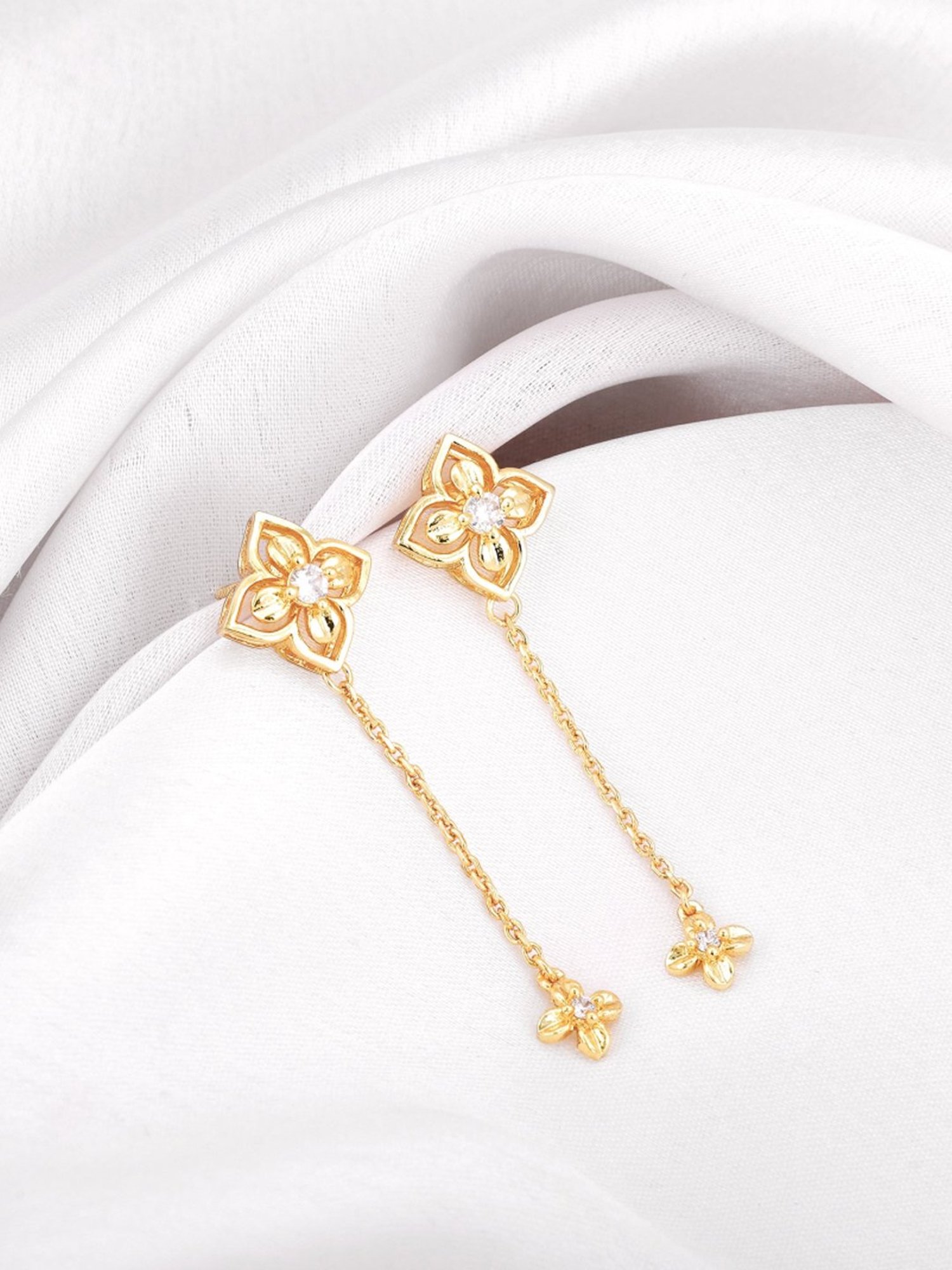 GIVA 925 Silver Golden Artsy Floral Earrings for Women & Girls