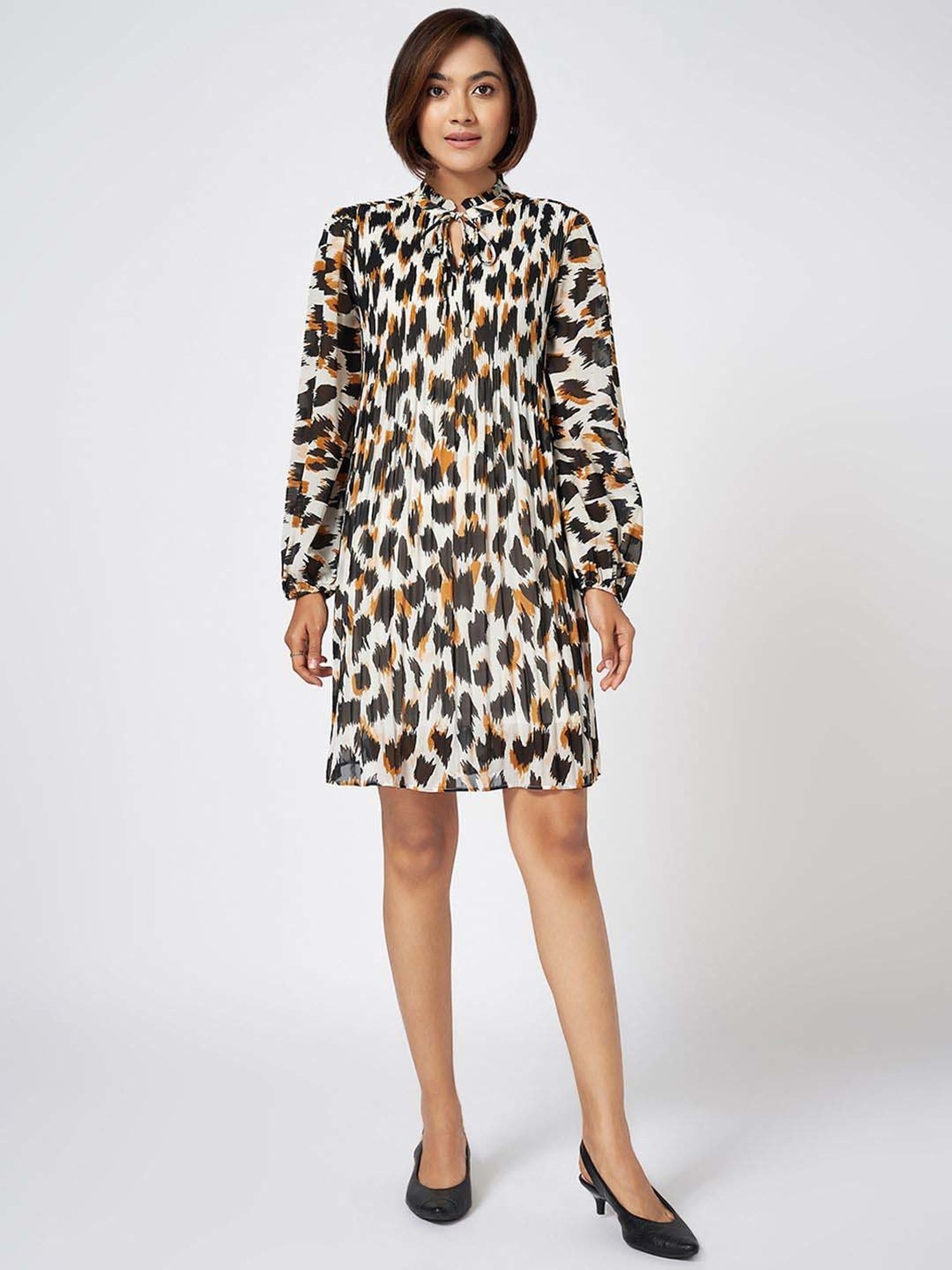 Annabelle by Pantaloons White Printed A-Line Dress