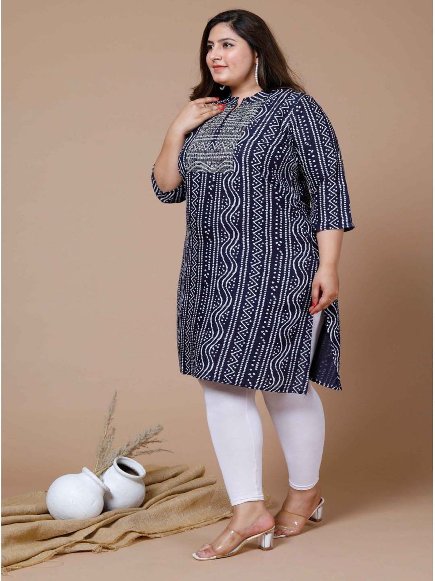 Miravan Blue Embroidered Straight Kurta