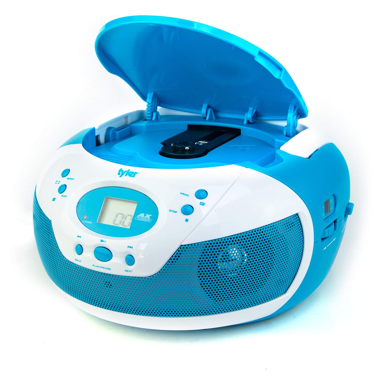 Tyler Portable Neon Blue Stereo CD Player with AM/FM Radio and Aux & Headphone Jack Line-In (TAU105-NBL)
