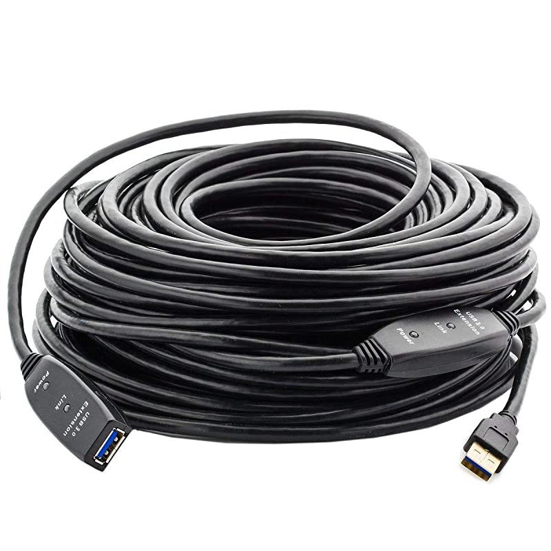 50 Feet Active USB Extension Cable 30 Male to Female with 2 Extension chipsets Signal Booster Active ExtensionRepeater Cord 15 Meters 50 Feet AC Power Supply Included