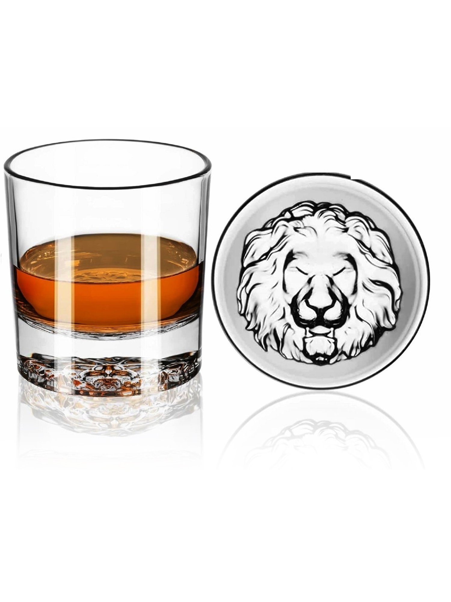 Melbify Lion Transparent Whiskey Glass 300ml - Set of 2