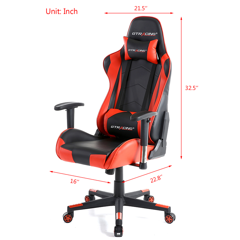 GTRACING Gaming Chair Racing Office Computer Ergonomic Video Game Chair Backrest and Seat Height Adjustable Swivel Recliner with Headrest and Lumbar Pillow Esports Chair