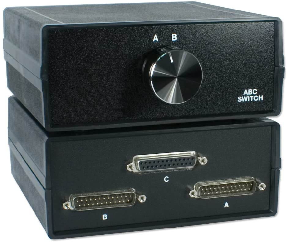 QVS SWL088A-MMF 2 Port 1 DB25 Female & 2 DB25 Male Parallel or Serial Printer Share Manual Switch