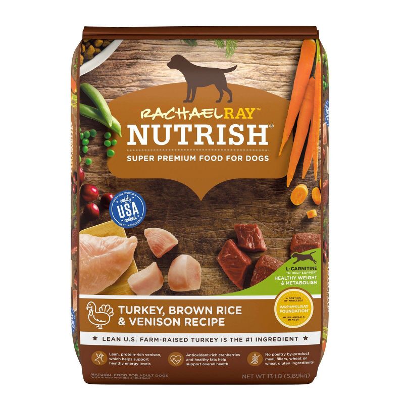 Rachael Ray Nutrish Turkey, Brown Rice & Venison Recipe Adult Super Premium Dry Dog Food - 13lbs