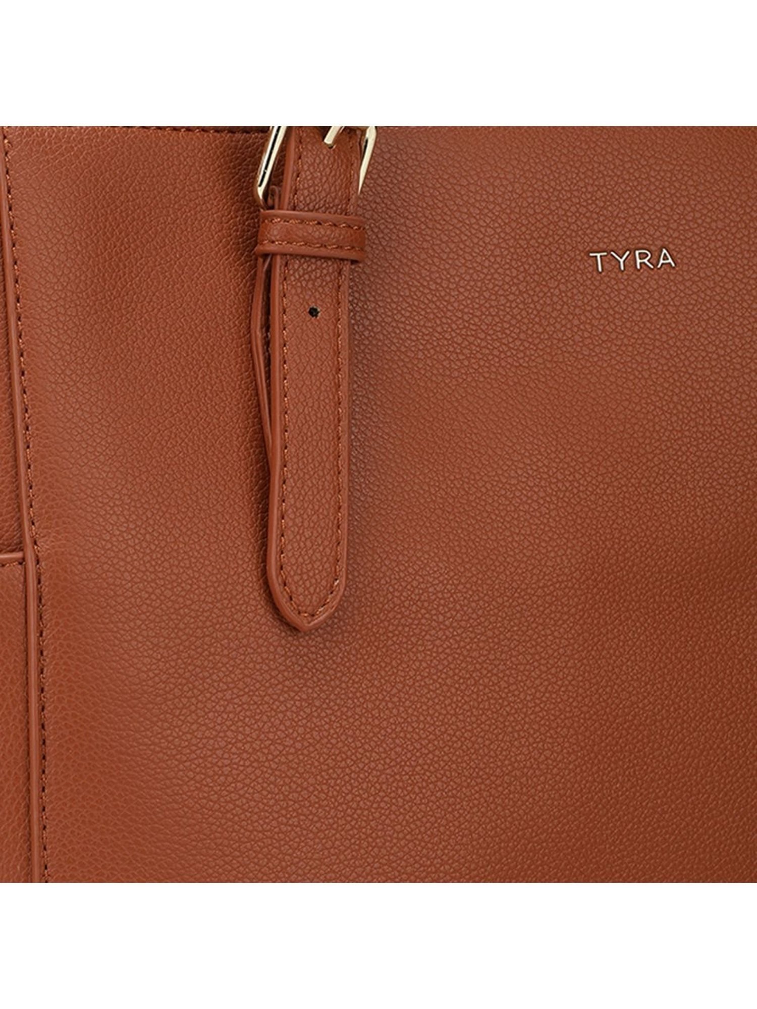 Tyra Liana Tan Solid Faux Leather Tote Handbag