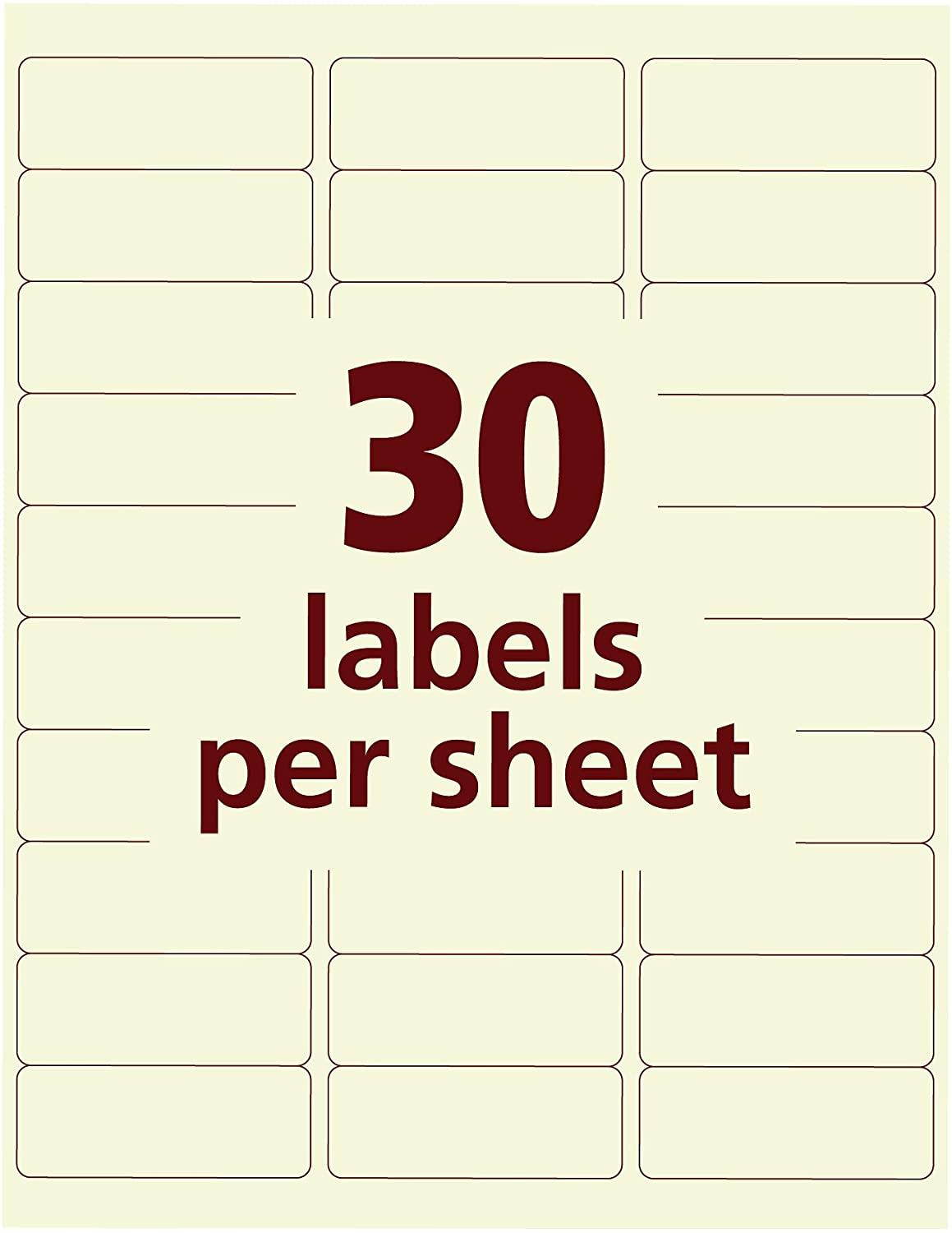 Avery Address Labels, Permanent Adhesive,  Pearlized, Ivory, 1" x 2-5/8", 240 Labels (22837)