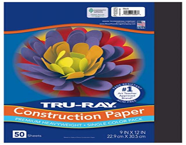 Tru-Ray Construction Paper, 76lb, 9 x 12, Black, 50/Pack 103029
