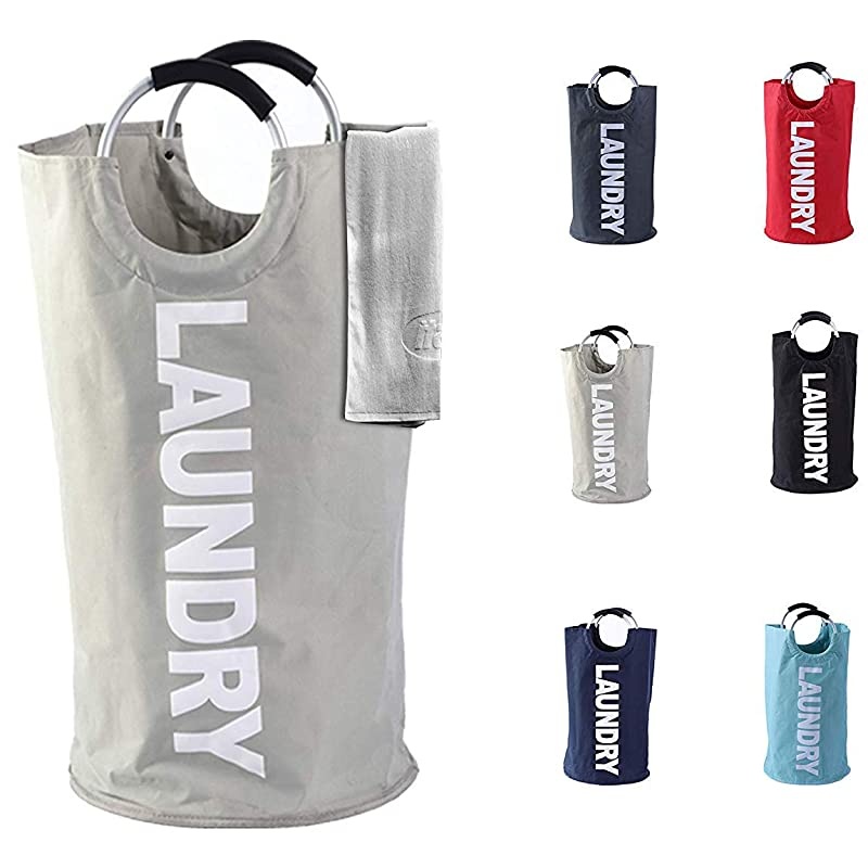 Laundry Basket 1 Pack 82L Large Fabric Laundry Hamper Bag Collapsible Portable Foldable Clothes Bag Organization Waterproof Durable Handles For Bathroom Kids Room Grey
