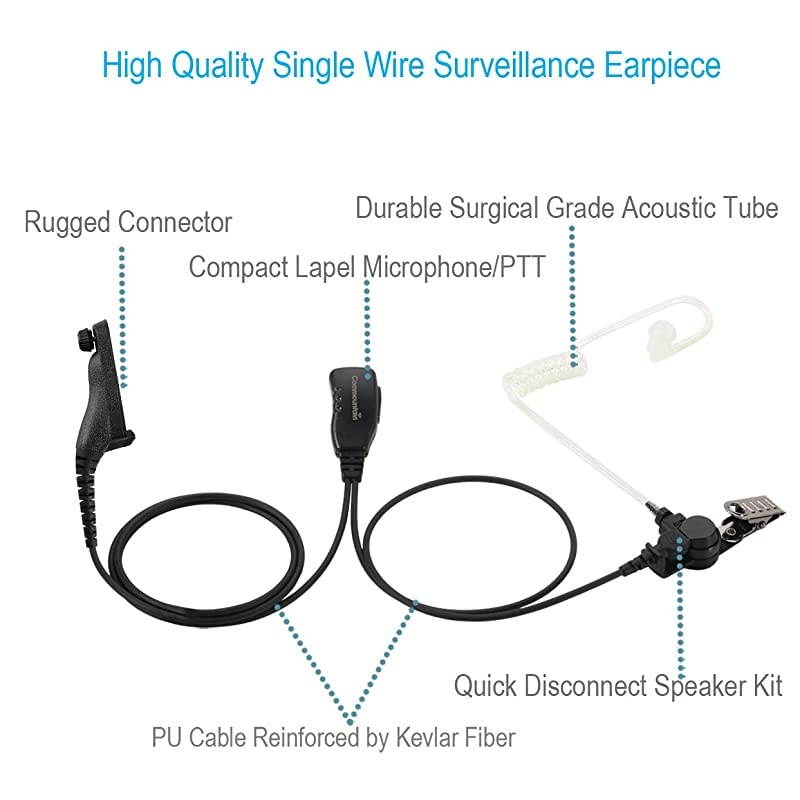 Wire Earpiece with Reinforced Cable for Motorola Radios APX4000 APX6000 APX7000 APX8000 XPR6100 XPR6350 XPR6550 XPR7550 XPR7550e (APX 6000 4000 7000 8000 XPR 6350 6550 7550 7550e Headset)
