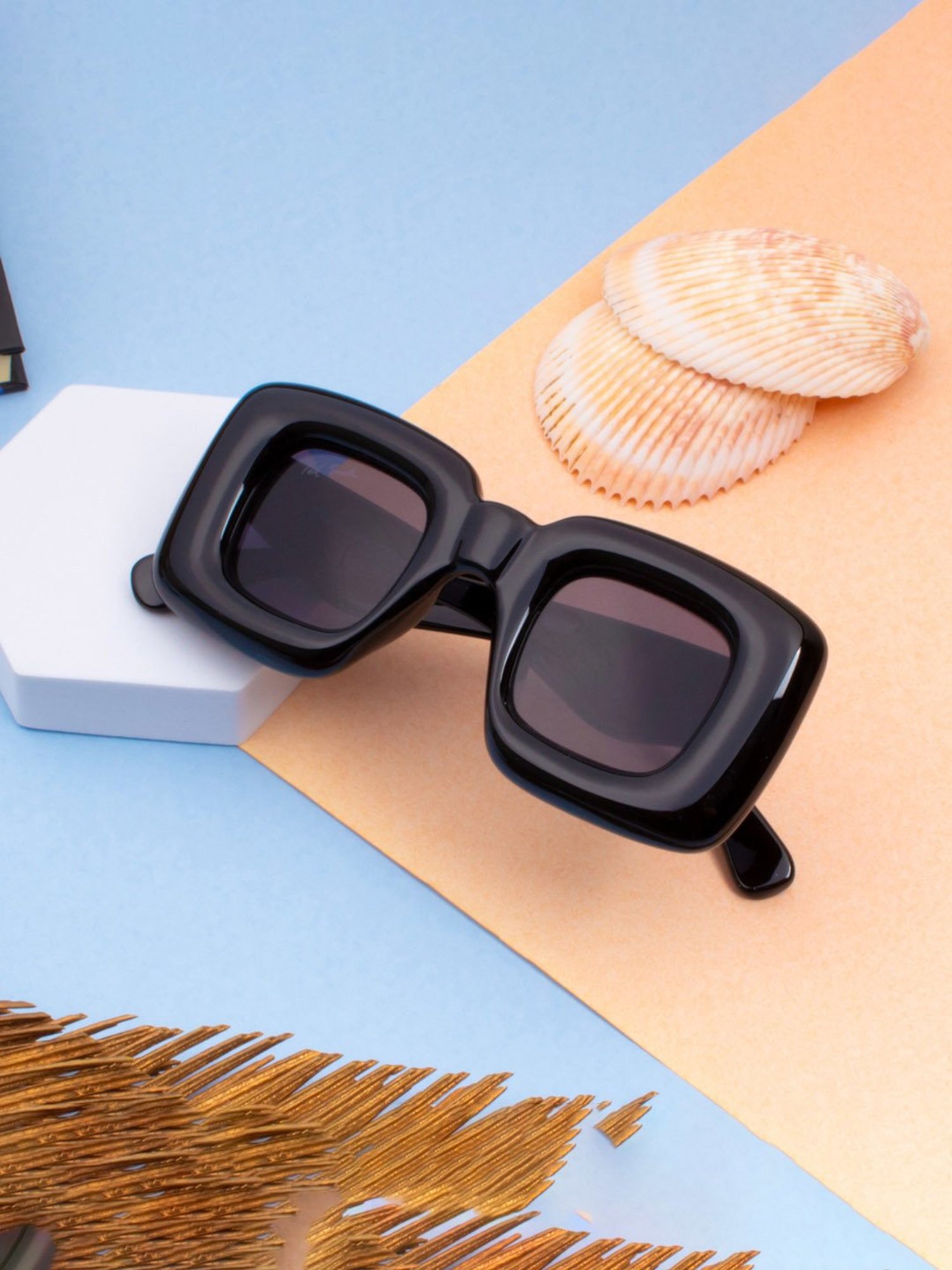 Ted Smith Grey Square UV Protection Unisex Sunglasses