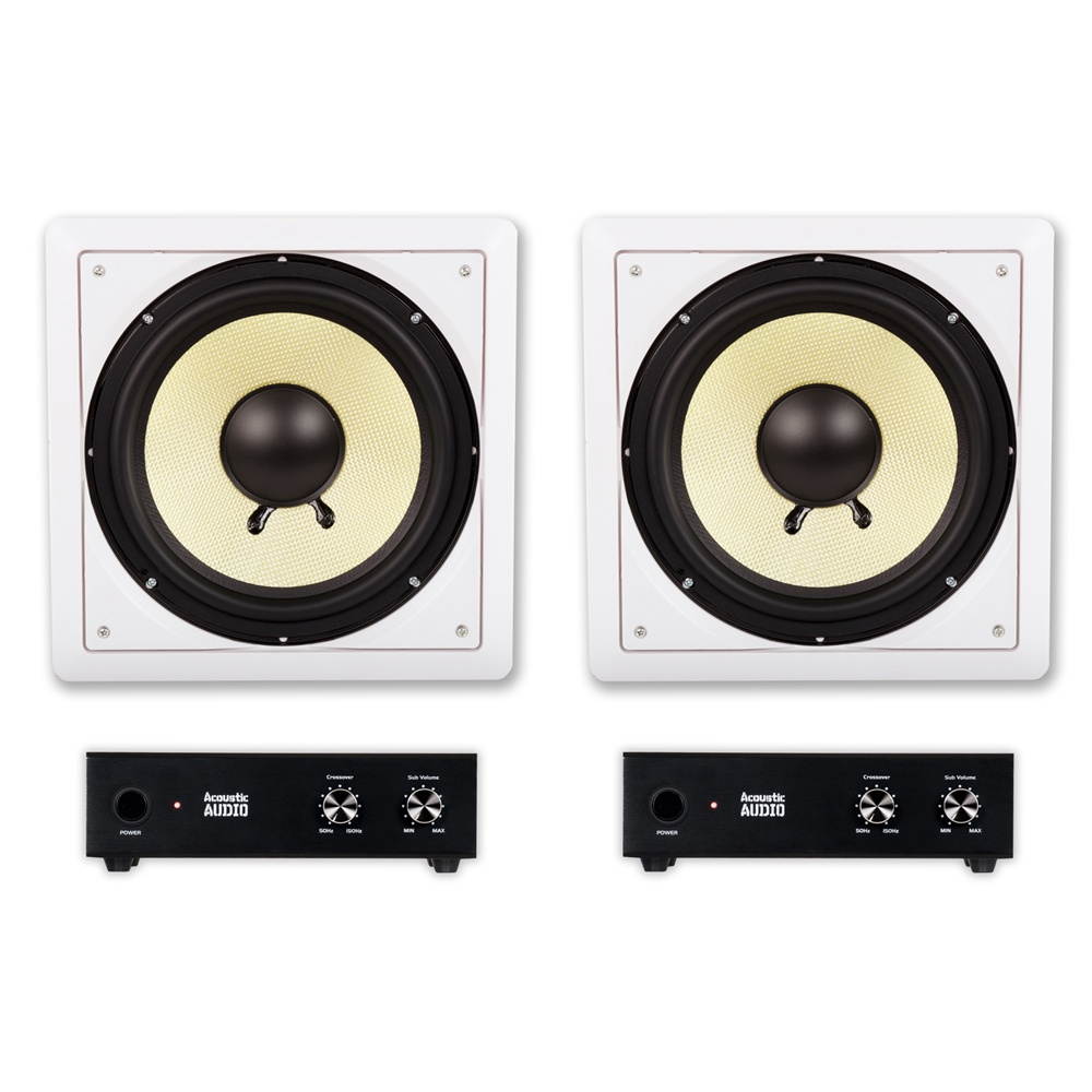 Acoustic Audio HD-S10 Flush Mount Subwoofers with 10" Speaker and Amps 2 Pack