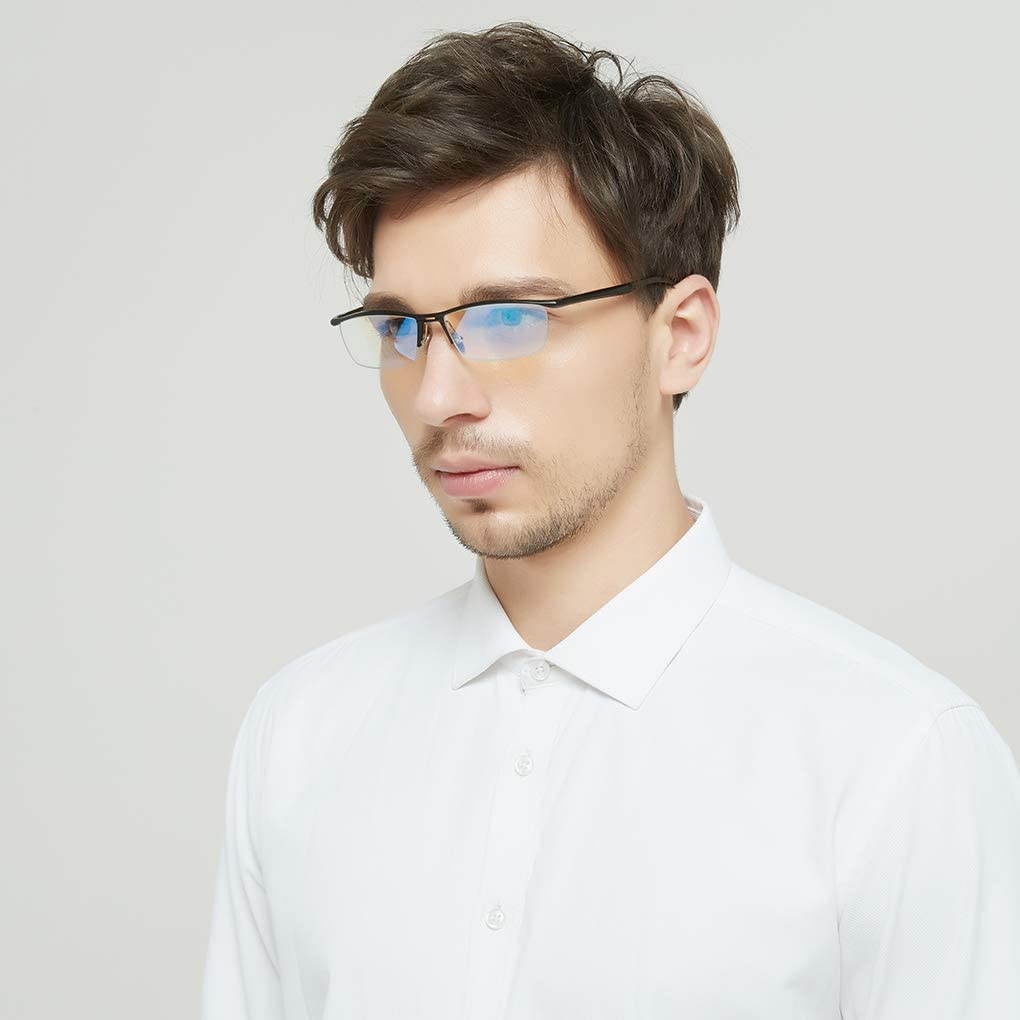 Blue Light Blocking Al-Mg Metal Frame Glasses for Women Men Computer/TV/Phones/Gaming/Reading Lightweight Glasses Blue Light Blocking Anti Eye Strain