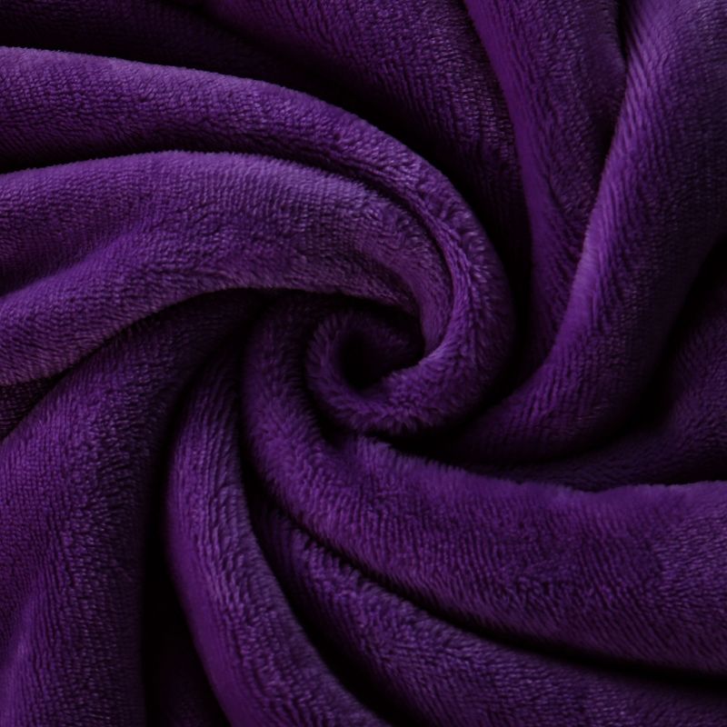 Full/Queen Microfiber Flannel Fleece Plaid Patterned Bed Blankets Dark Purple  - PiccoCasa
