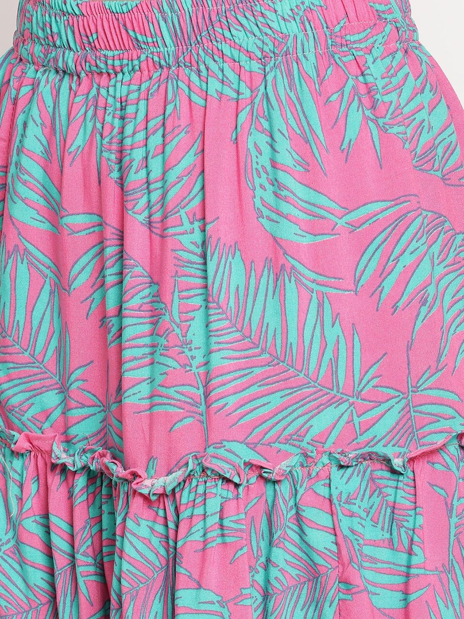 TAG 7 Pink Printed A-Line Skirt