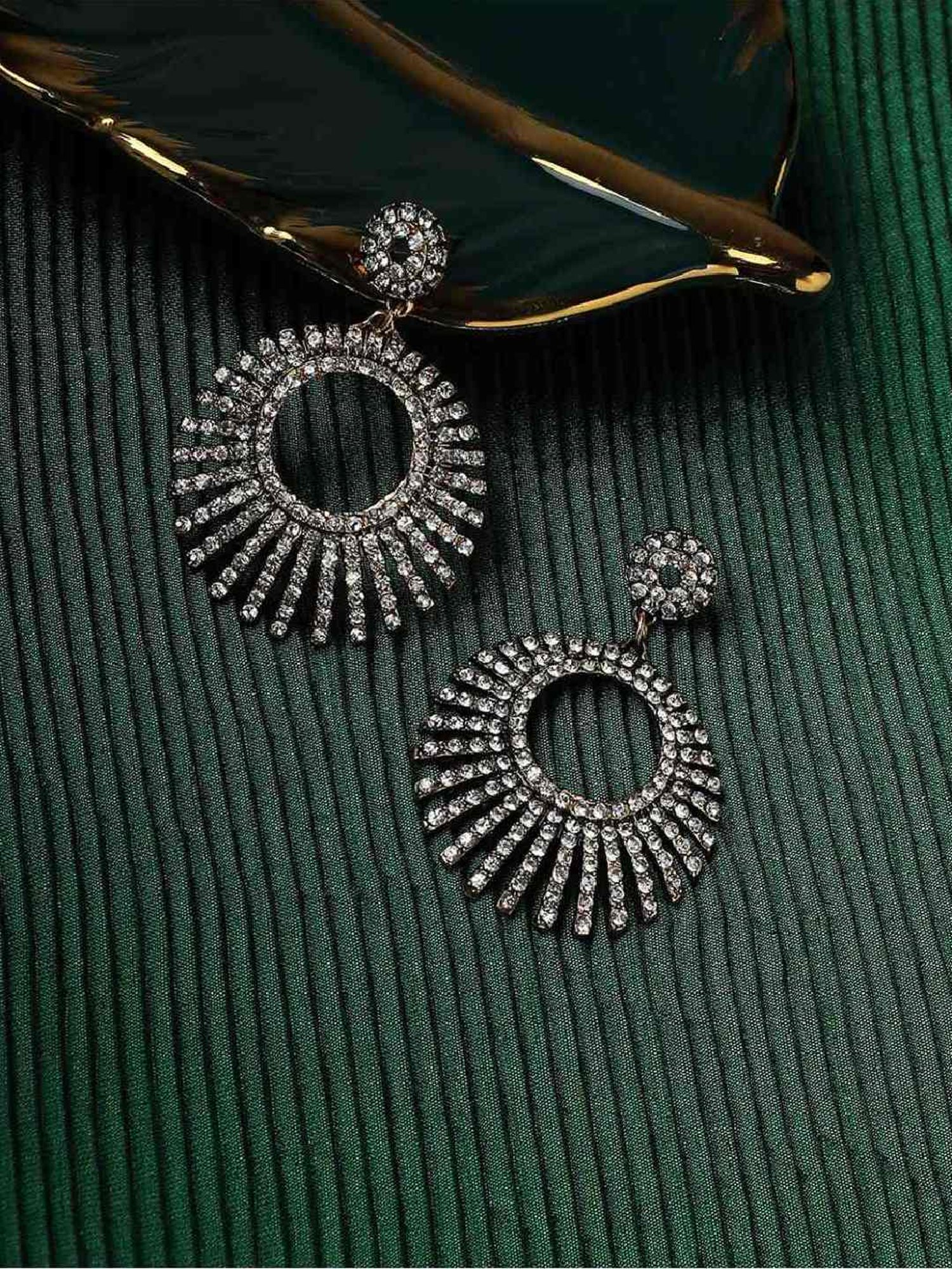 Sohi Women's Hollow Circular Drop Earrings  Chalice Silver