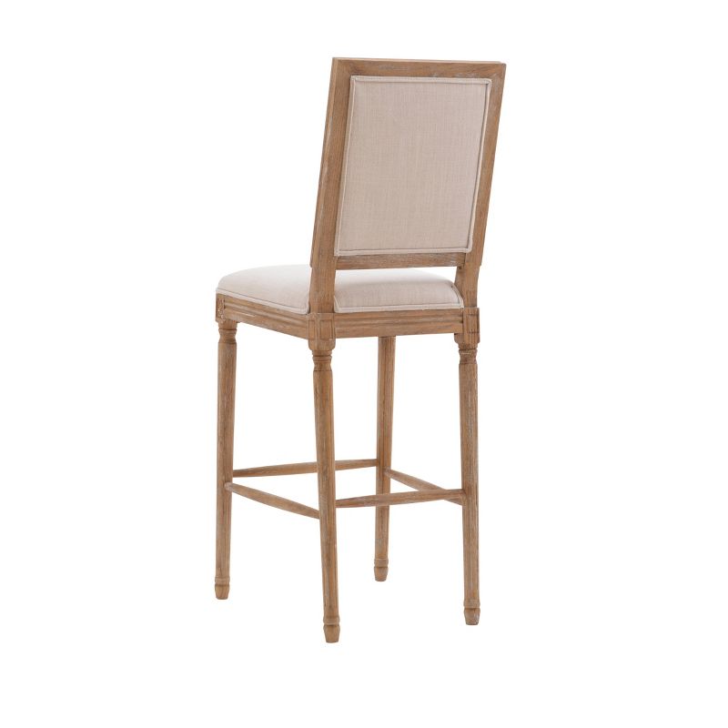 Avalon Linen Tufted Square Back Barstool White - Linon