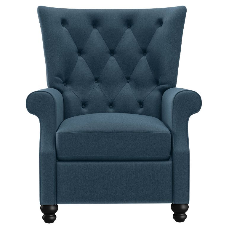 Button Tufted Pushback Recliner Plush Low Pile Velvet Medium Blue - ProLounger