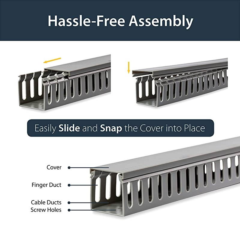 com Server Rack Cable Management 2x2in Open Slot Network Data Cable Raceway Finger Duct Cable Management w Cover AD2X2