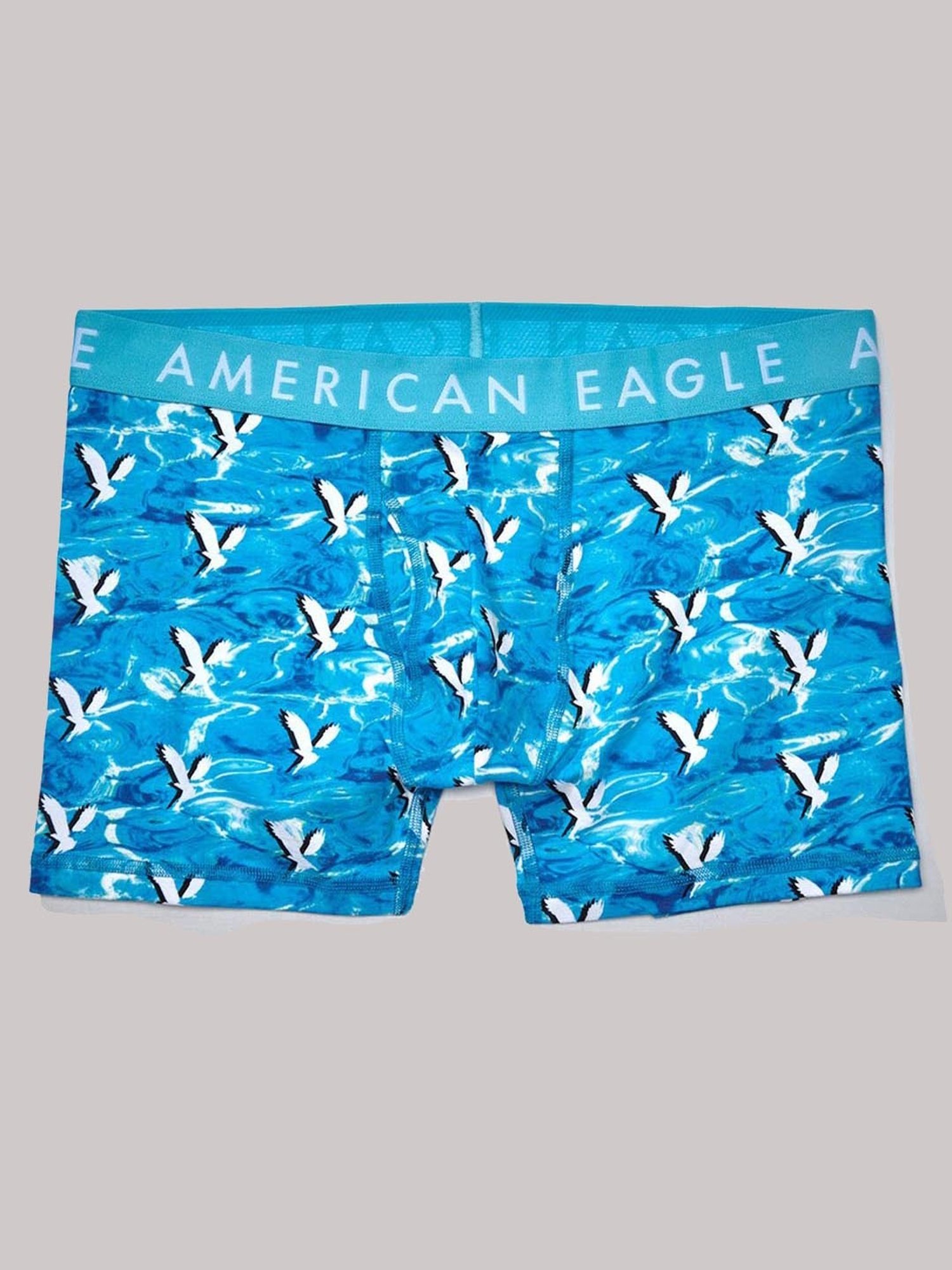 American Eagle Blue Cotton Regular Fit Printed Trunks
