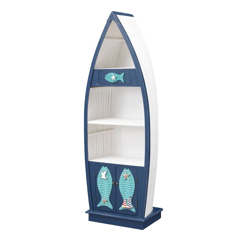 67.5" Praya Nautical Bookcase Blue and White - Treasure Trove Accents