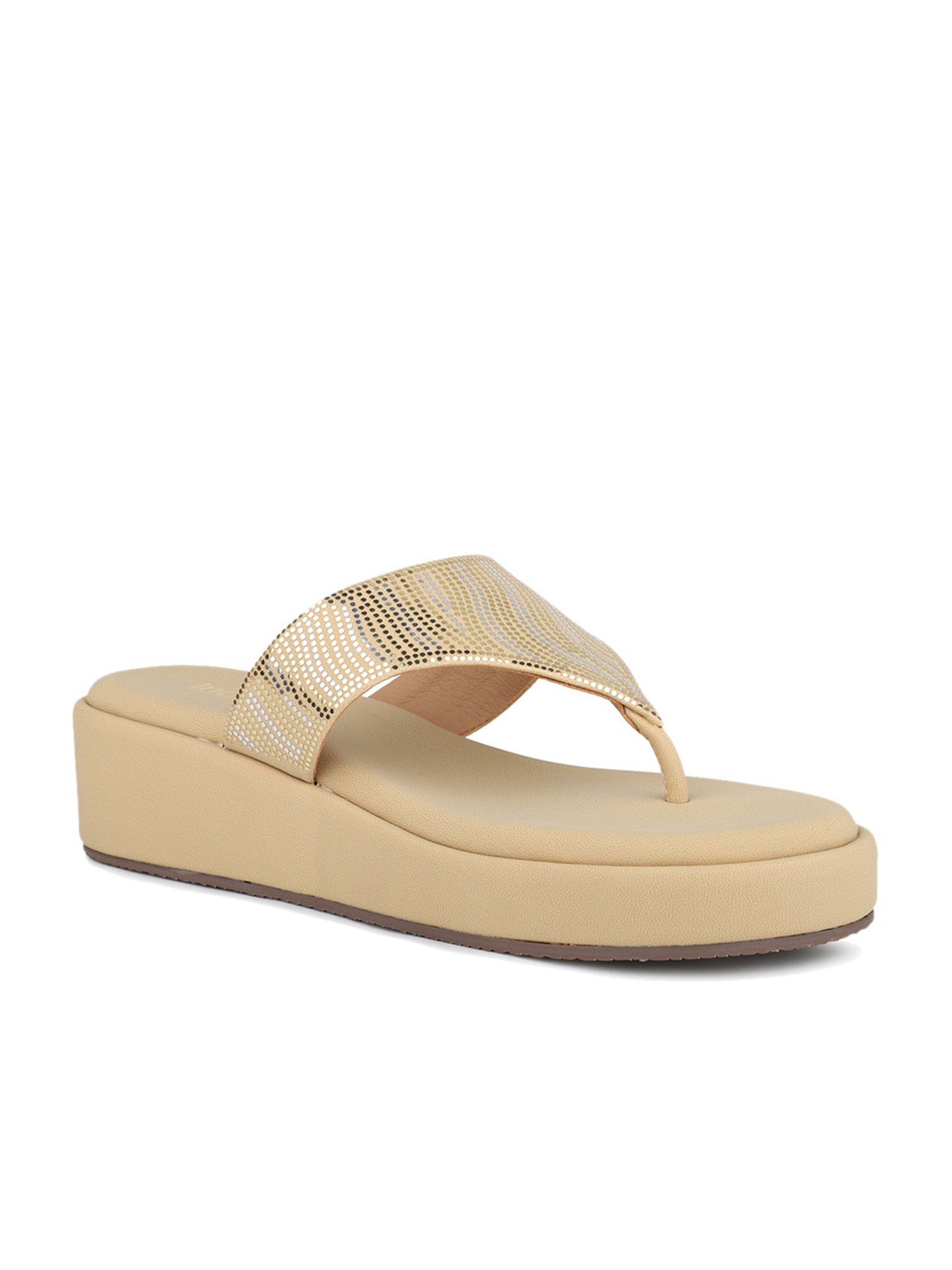 Inc.5 Women's Beige Thong Wedges