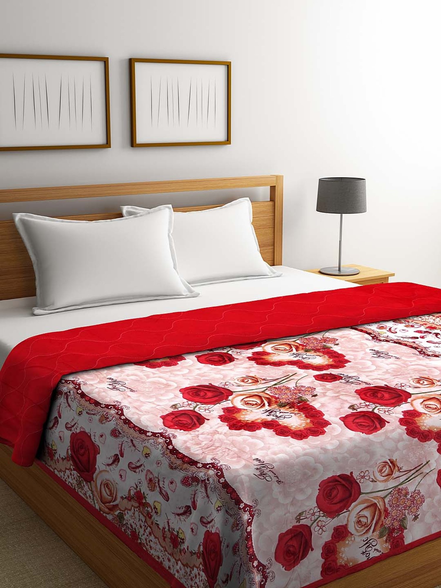 Welspun Bliss Light Silver & Blue Microfibre 120 GSM Shell Double Bed Quilt