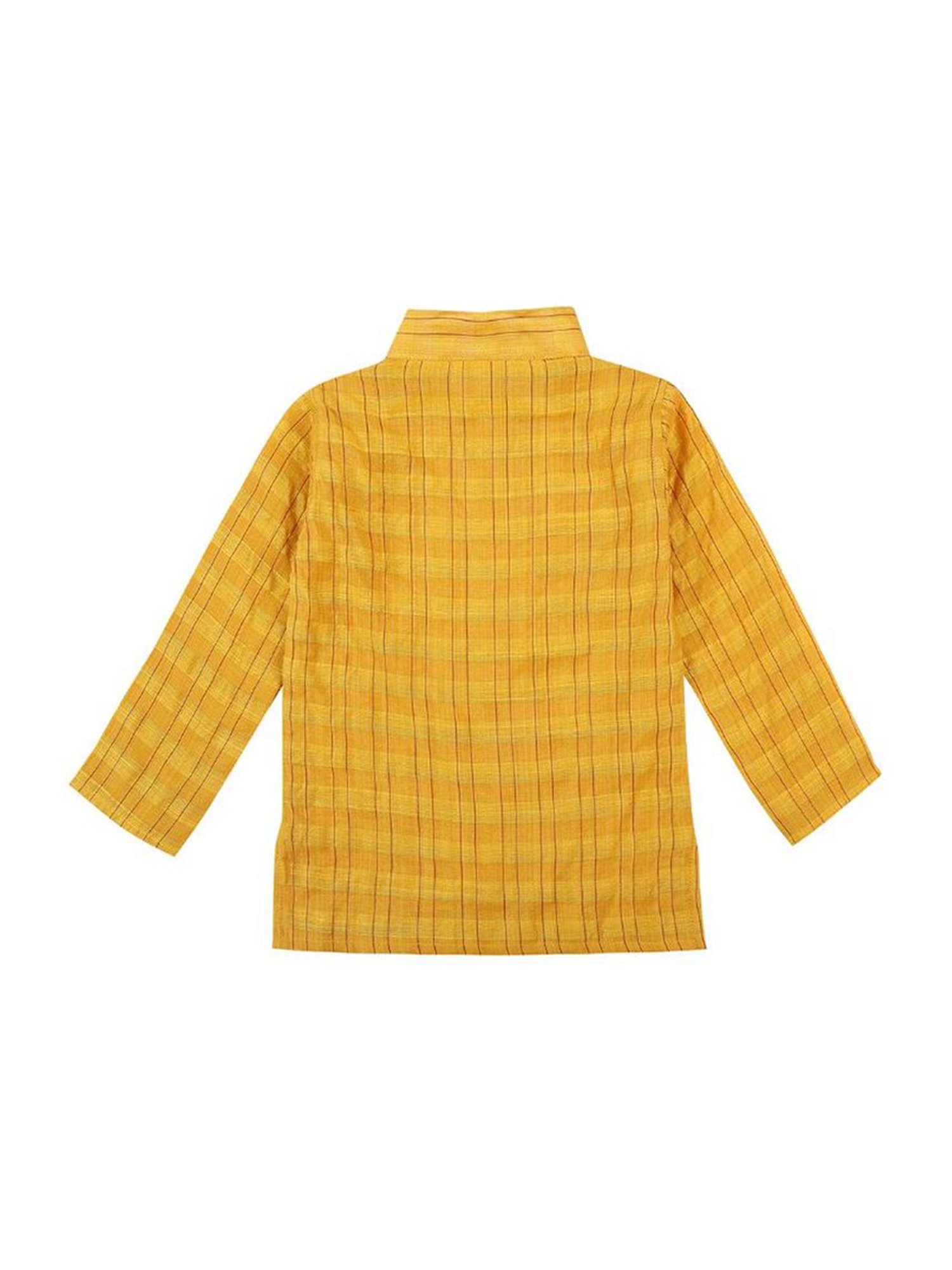 Mee Mee Kids Yellow & White Cotton Chequered Full Sleeves Kurta Set