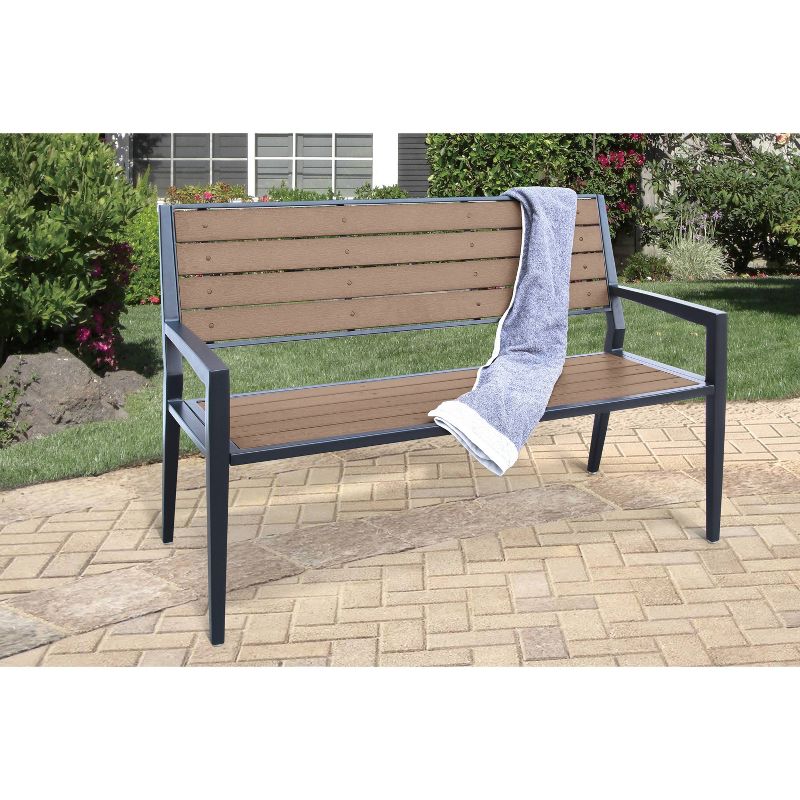 Wood Outdoor Bench in Natural Brown-Pemberly Row