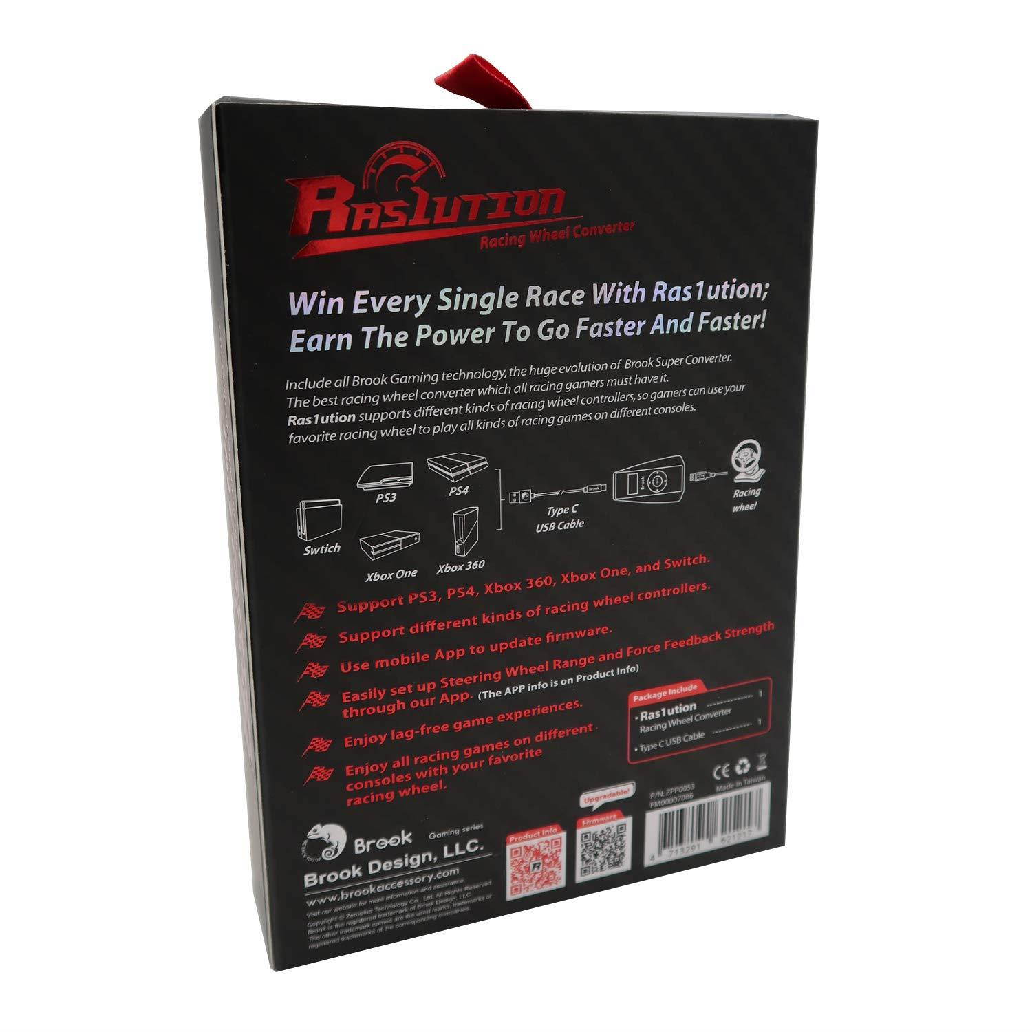 Mcbazel Brook Ras1ution Racing Wheel G27 G25 Driving Force GT Pro Steering Wheel Converter Adapter for PS3 PS4 Xbox 360 Xbox One Nintendo Switch with Gam3Gear Keychain