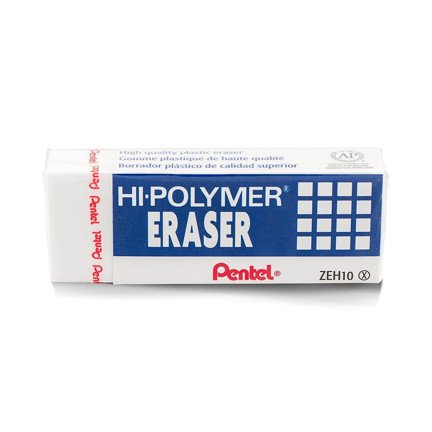 Pentel Hi-Polymer Block Eraser, Large, White 6 pack (ZEH10BP3P2)