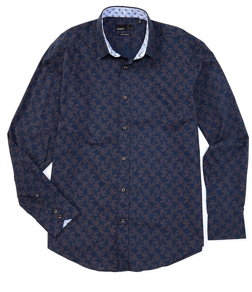 Quieti Bird Print Long-Sleeve Modern Fit Woven Shirt