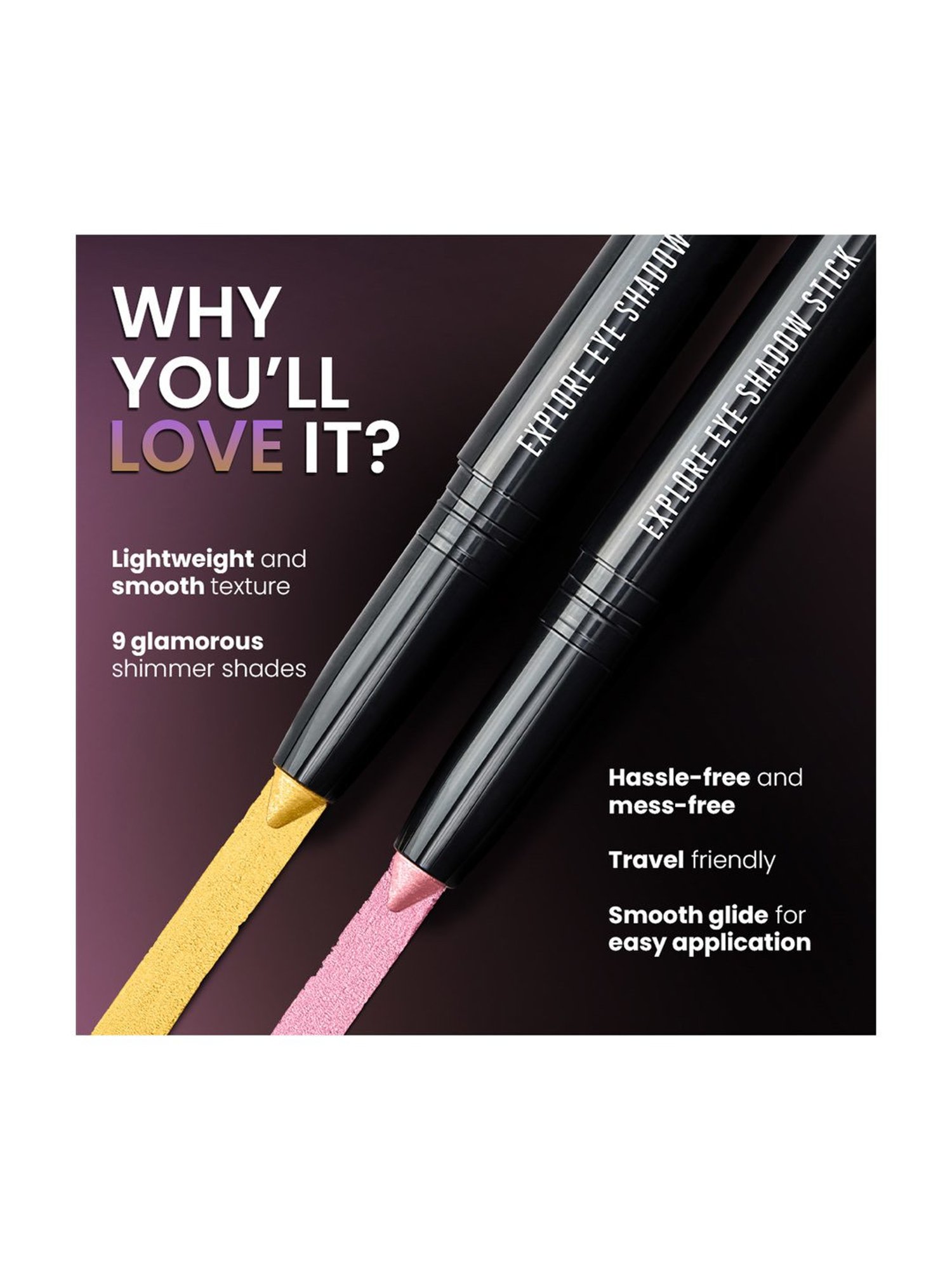 Lakme Absolute Explore Eye Shadow Stick Subtle Pink - 1.4 gm