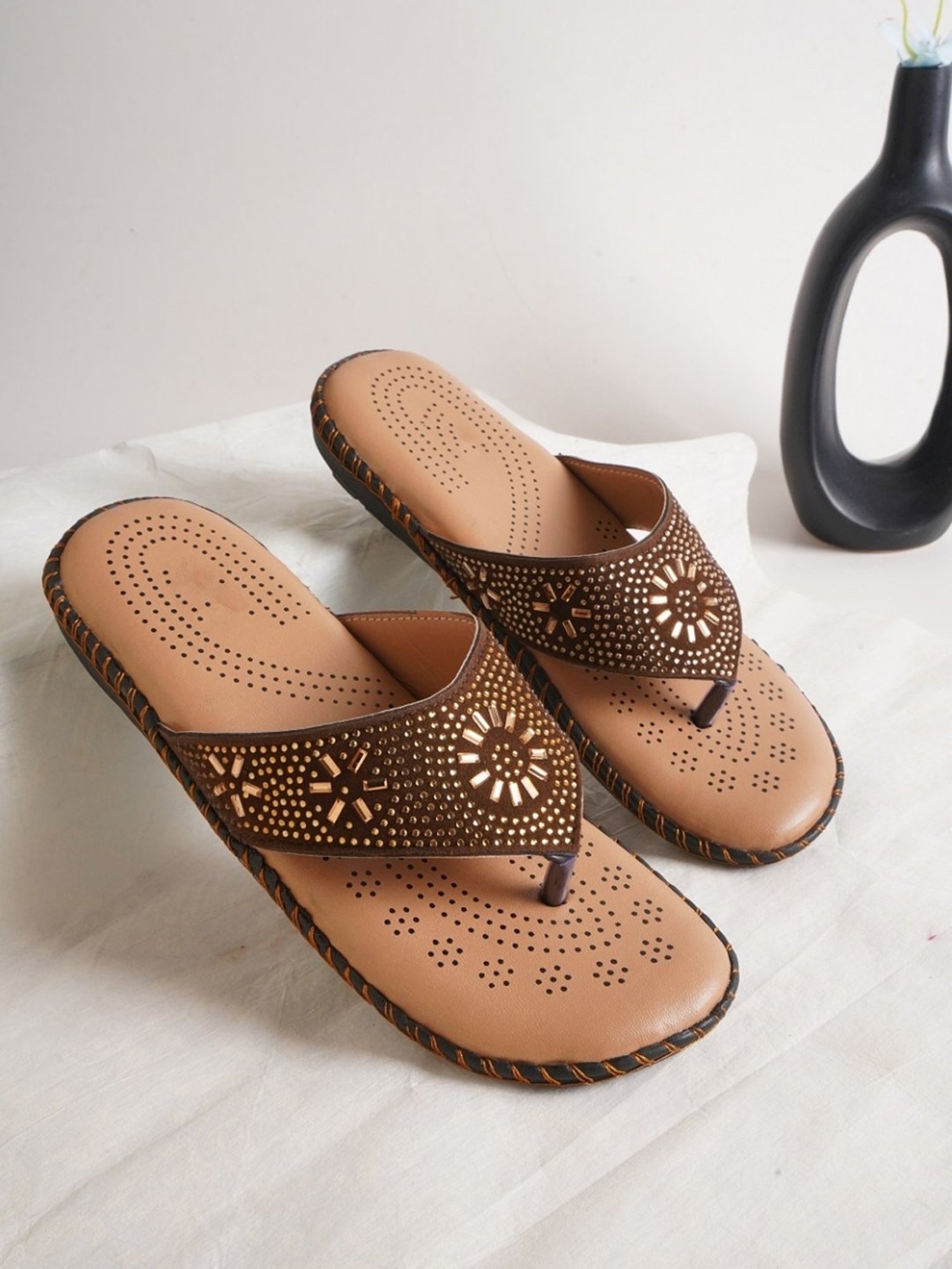 The White Pole Women's Dark Brown Thong Sandals