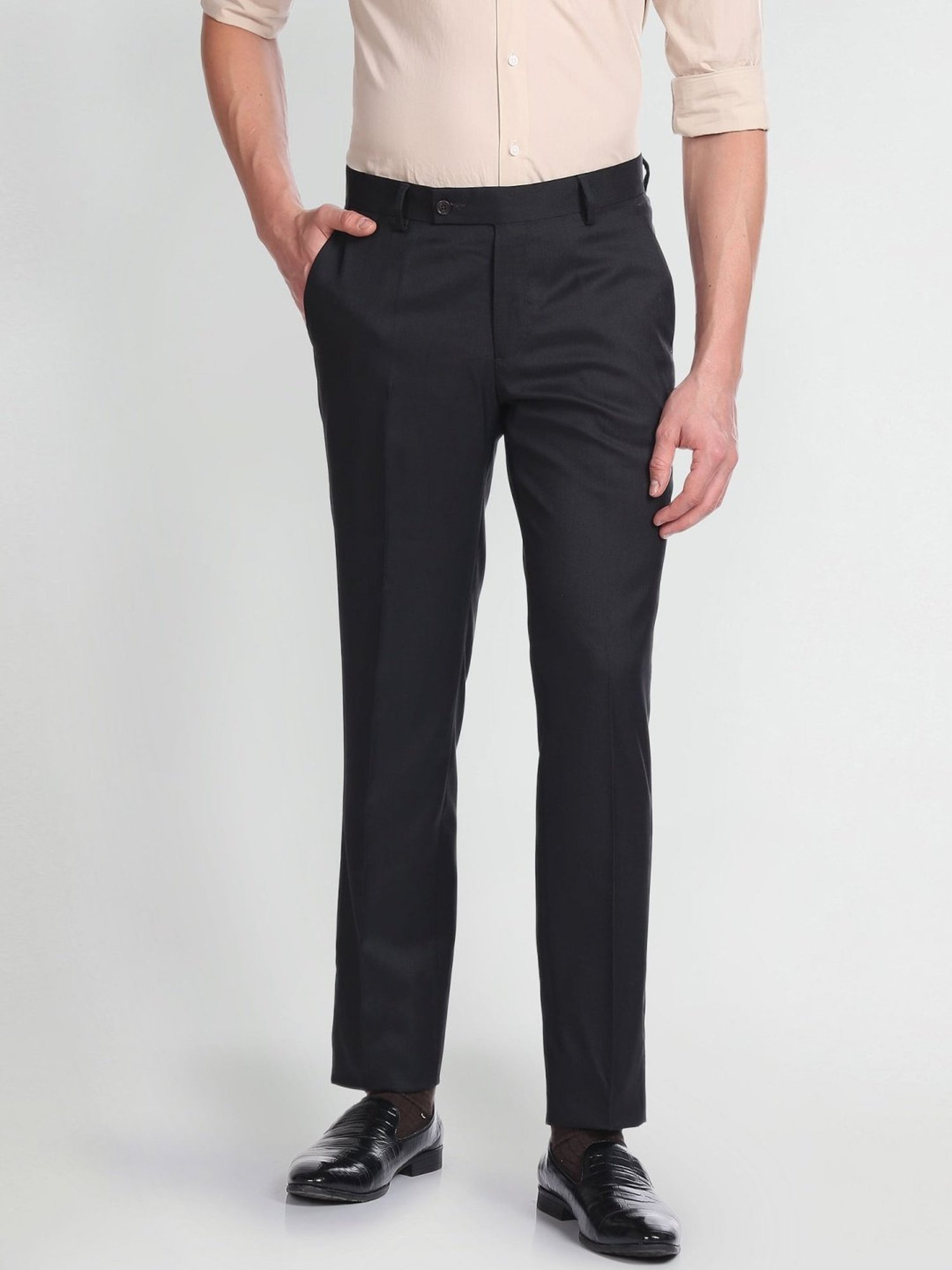 Arrow Z Black Regular Fit Trousers
