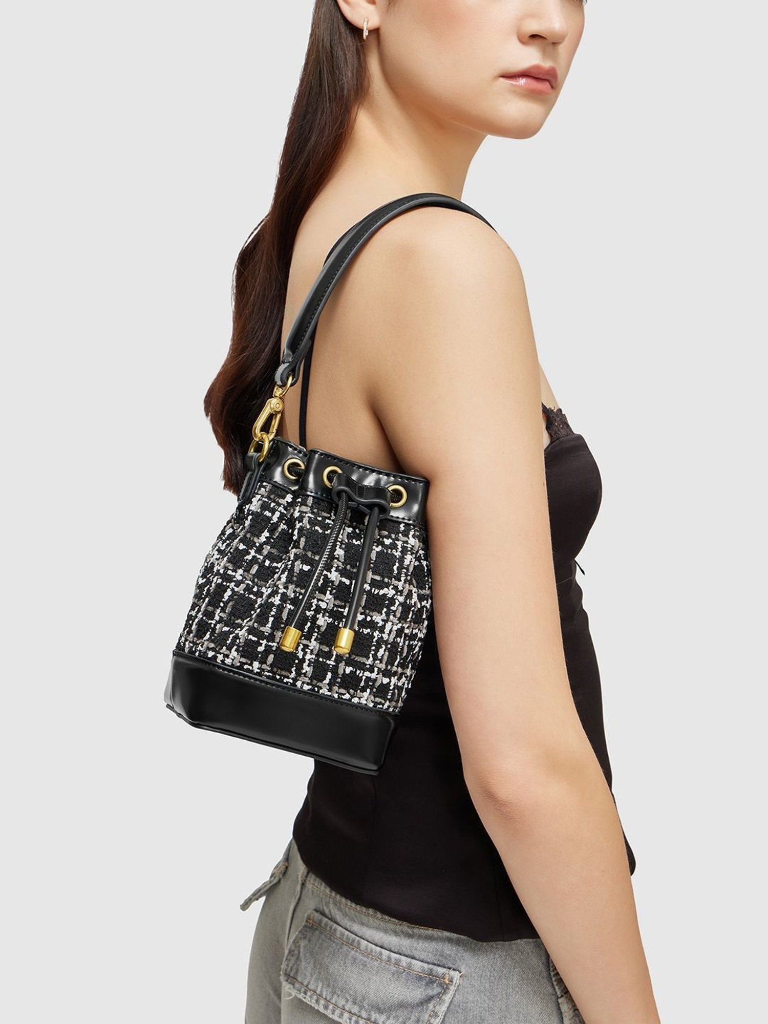 Miraggio Tiara Black Small Textured Potli