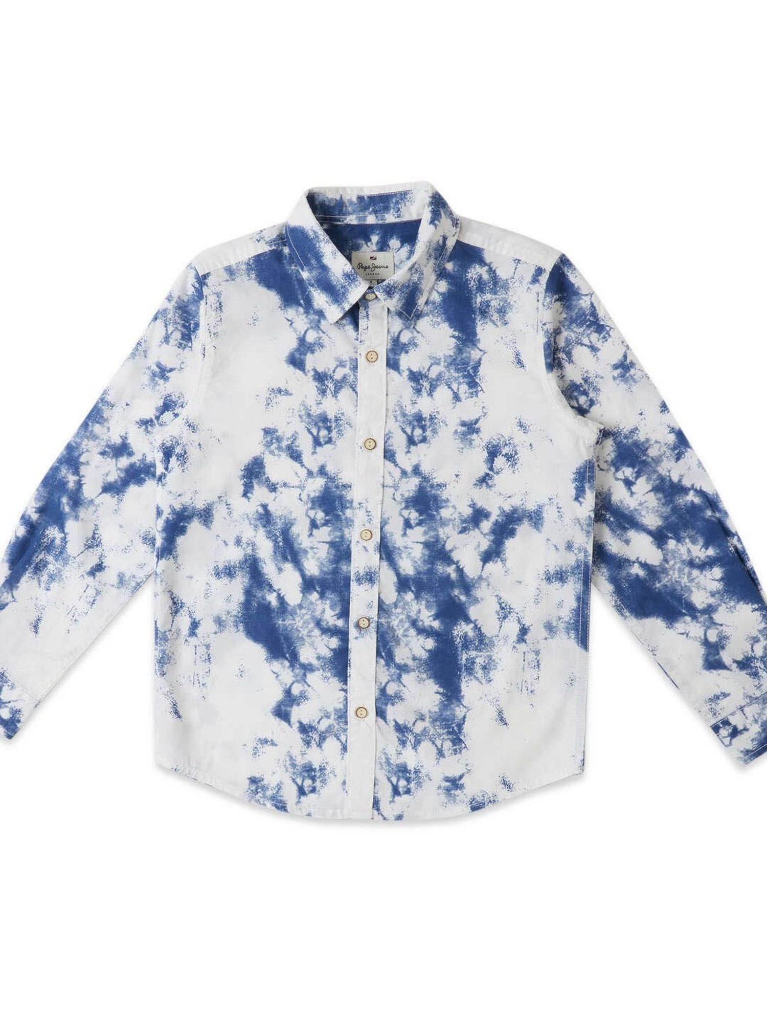 Pepe Jeans Kids White & Blue Tie Dye Full Sleeves Shirt