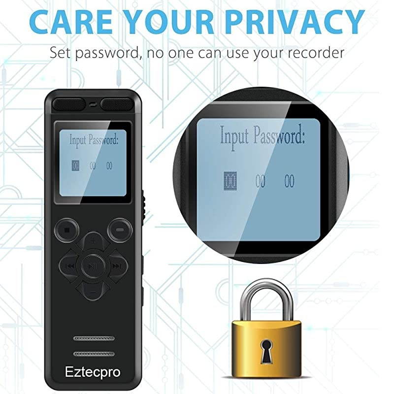 Digital Voice Recorder for Lectures 1536kbps 1120 Hours Sound Audio Activated Recorder Dictaphone Voice Recording Device with PlaybackMP3 PlayerPasswordVariable SpeedTF Card Expansion