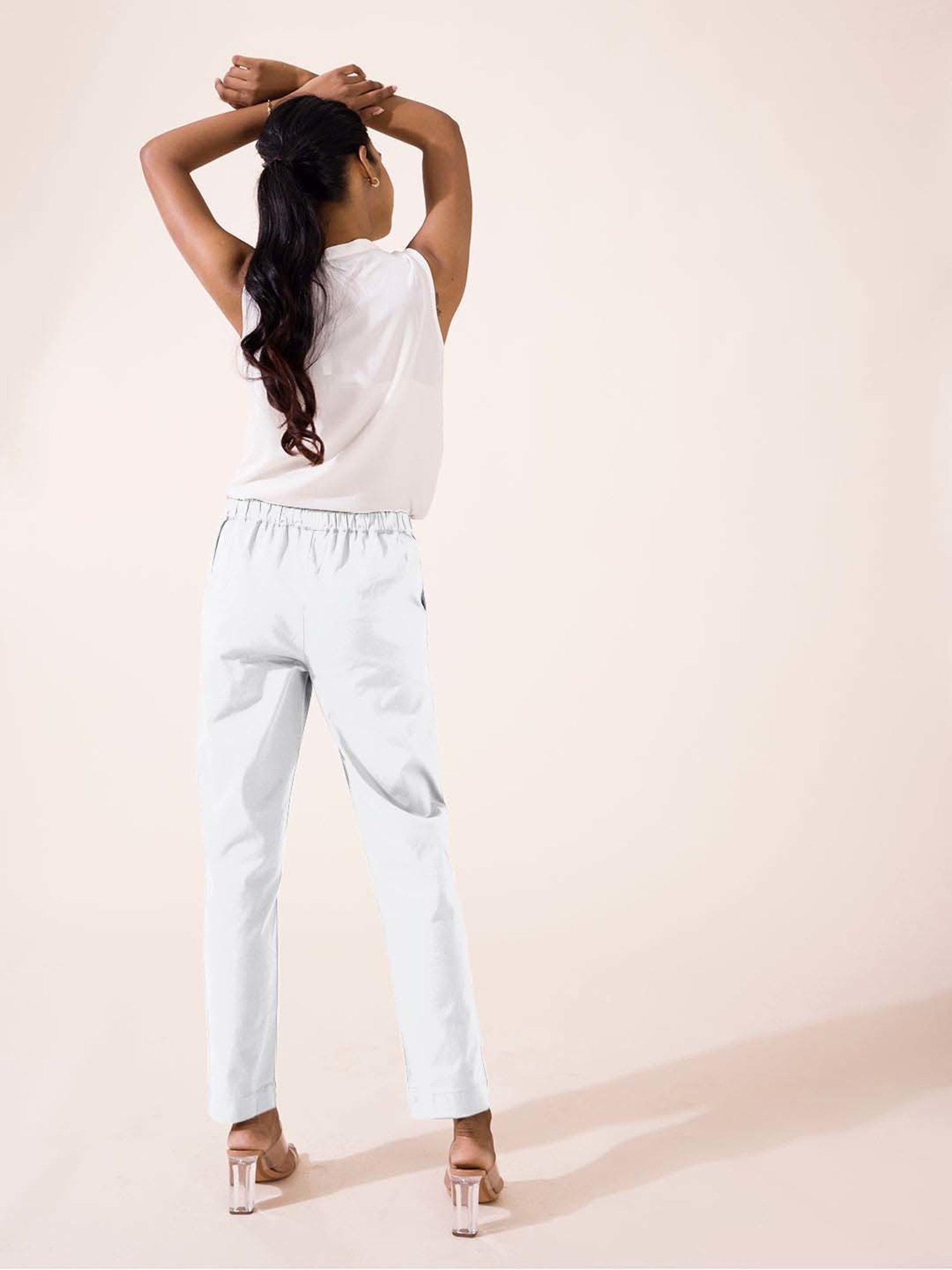 Go Colors! White Mid Rise Formal Trousers