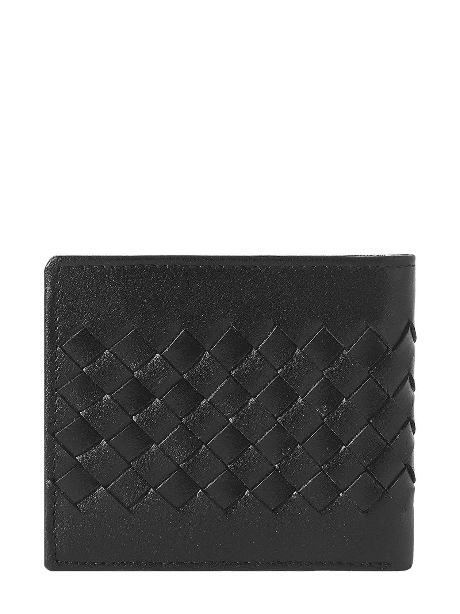 Eske Black Woven Leather Bi-Fold Wallet for Men