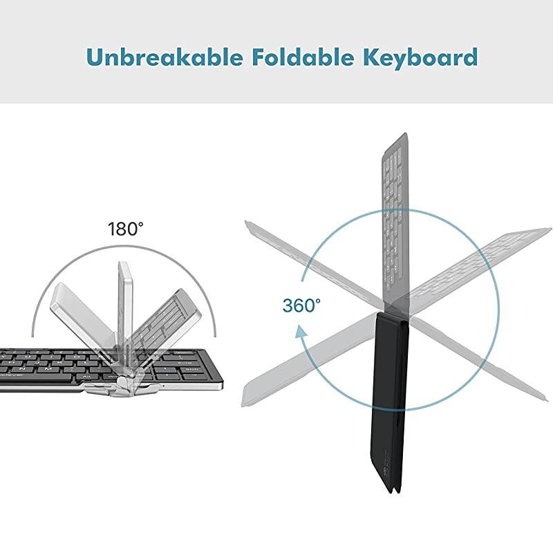 BK06 Bluetooth Keyboard MultiDevice Portable Keyboard Bluetooth 51 for iOS Android Windows Tablet Smartphone Laptops Mac Rechargeable Battery Ergonomic Design Foldable Keyboard