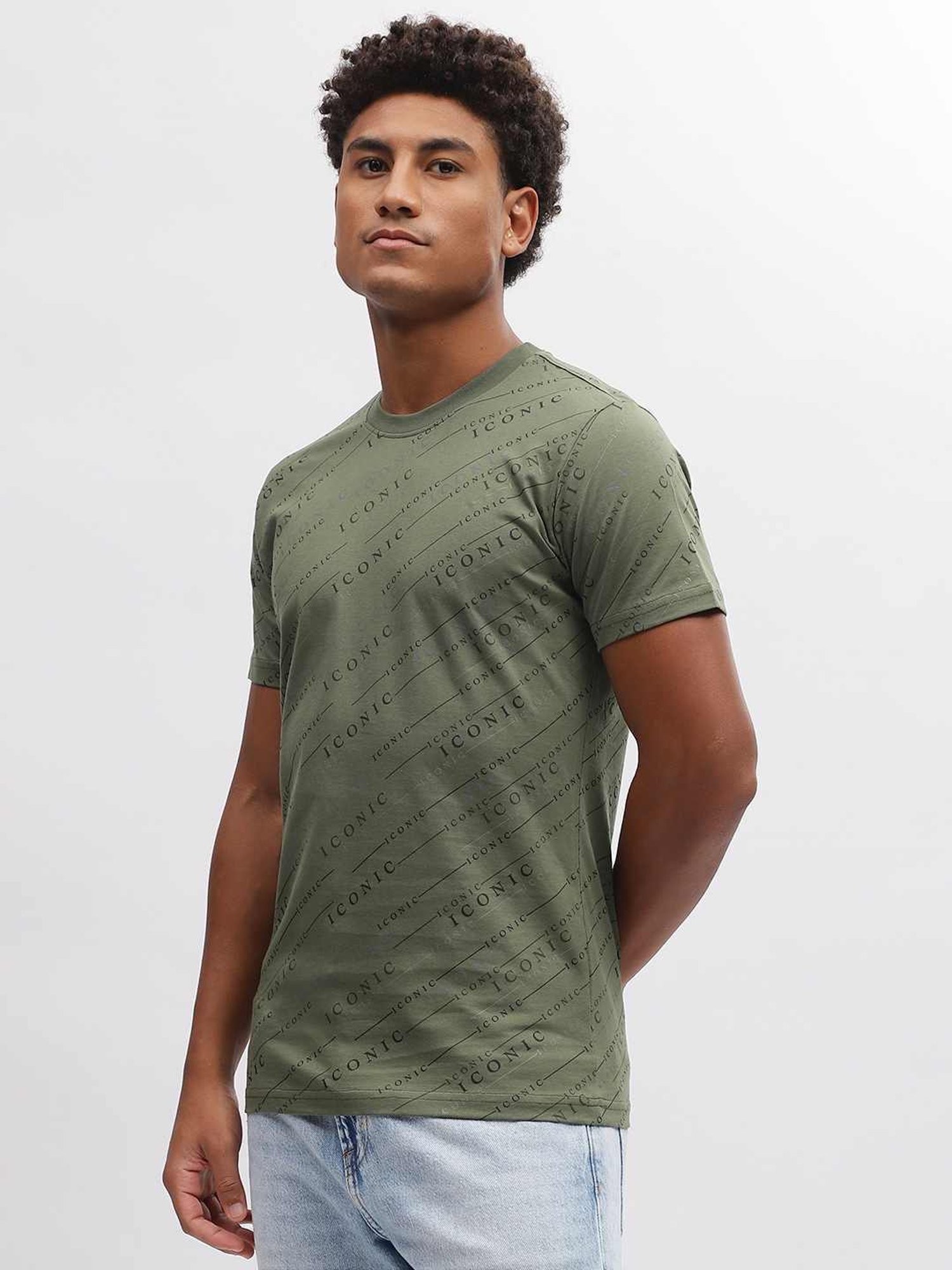 Iconic Men Printed Regular Fit Cotton T-shirt